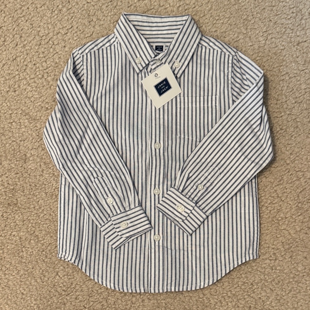 Janie and Jack Blue Striped Button Down Shirt